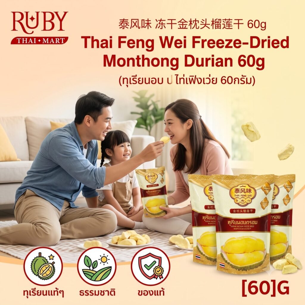 🔥 ทุเรียนหมอนทองอบกรอบ ตราไท่เฟิงเว่ย (Thai Feng Wei) 60g - หอมหวานมัน เกรดพรีเมียม กรอบฟู ทานเพลิน พกพาสะดวก! 🔥