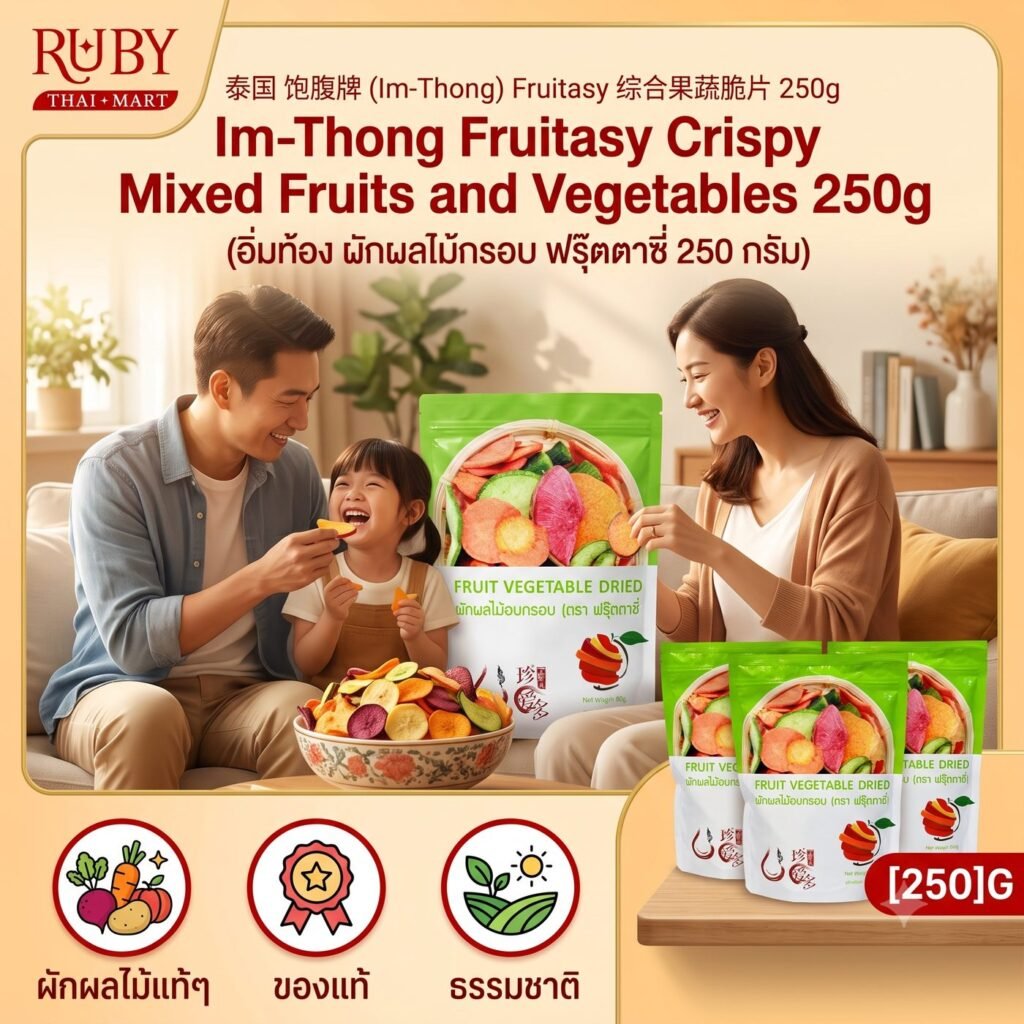 🔥 ผักผลไม้อบกรอบ ฟรุ๊ตตาซี่ แบรนด์อิ่มท้อง 250g - รวมมิตรผักผลไม้แท้หลากหลายชนิด กรอบ อร่อย มีประโยชน์ เคี้ยวเพลิน! 🔥