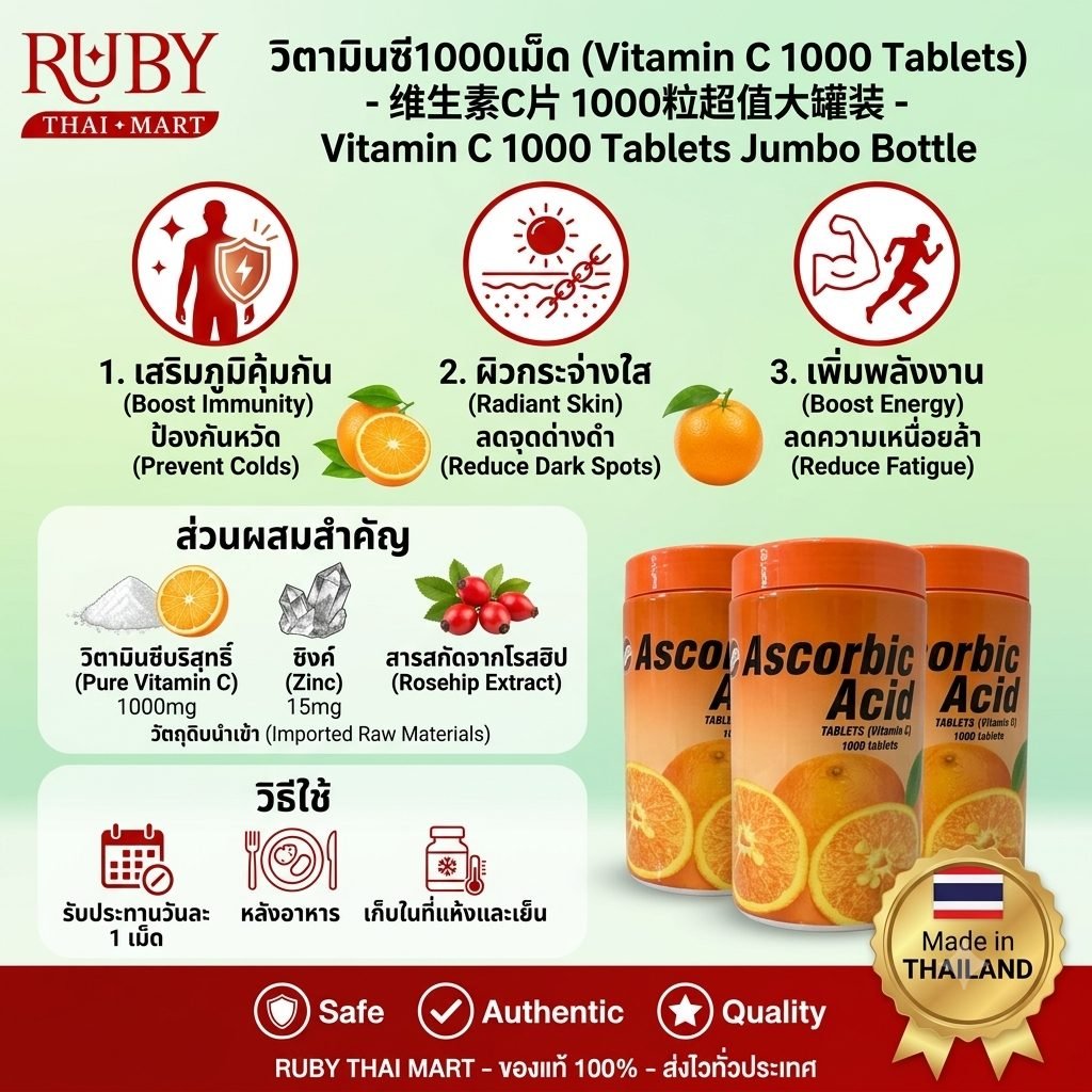 ðĨ āļ§āļīāļāļēāļĄāļīāļāļāļĩ 1000 āđāļĄāđāļ (Vitamin C 1000 Tablets) - āļāļĢāļ°āļāļļāļāđāļŦāļāđāļŠāļļāļāļāļļāđāļĄ āđāļŠāļĢāļīāļĄāļ āļđāļĄāļīāļāļļāđāļĄāļāļąāļ āļāđāļāļāļāļąāļāđāļāđāļŦāļ§āļąāļ āļāļīāļ§āļāļĢāļĢāļāļŠāļāđāļŠ! ðĨ - Image 2