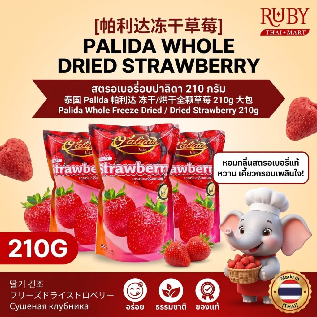 🔥 สตรอเบอร์รี่อบแห้ง/ฟรีซดราย ตราปาลิดา (Palida Strawberry) 210g - ผลใหญ่เต็มลูก เปรี้ยวอมหวาน กรอบฟู หอมสดชื่น! 🔥