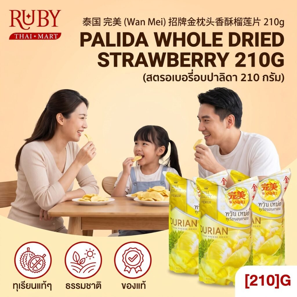 🔥 ทุเรียนทอดกรอบ ตราหวันเหม่ย (Wan Mei Crispy Durian Chips) 210g - ทุเรียนหมอนทองแท้ แผ่นใหญ่ อบไล่น้ำมัน หอมมันเค็มกลมกล่อม! 🔥