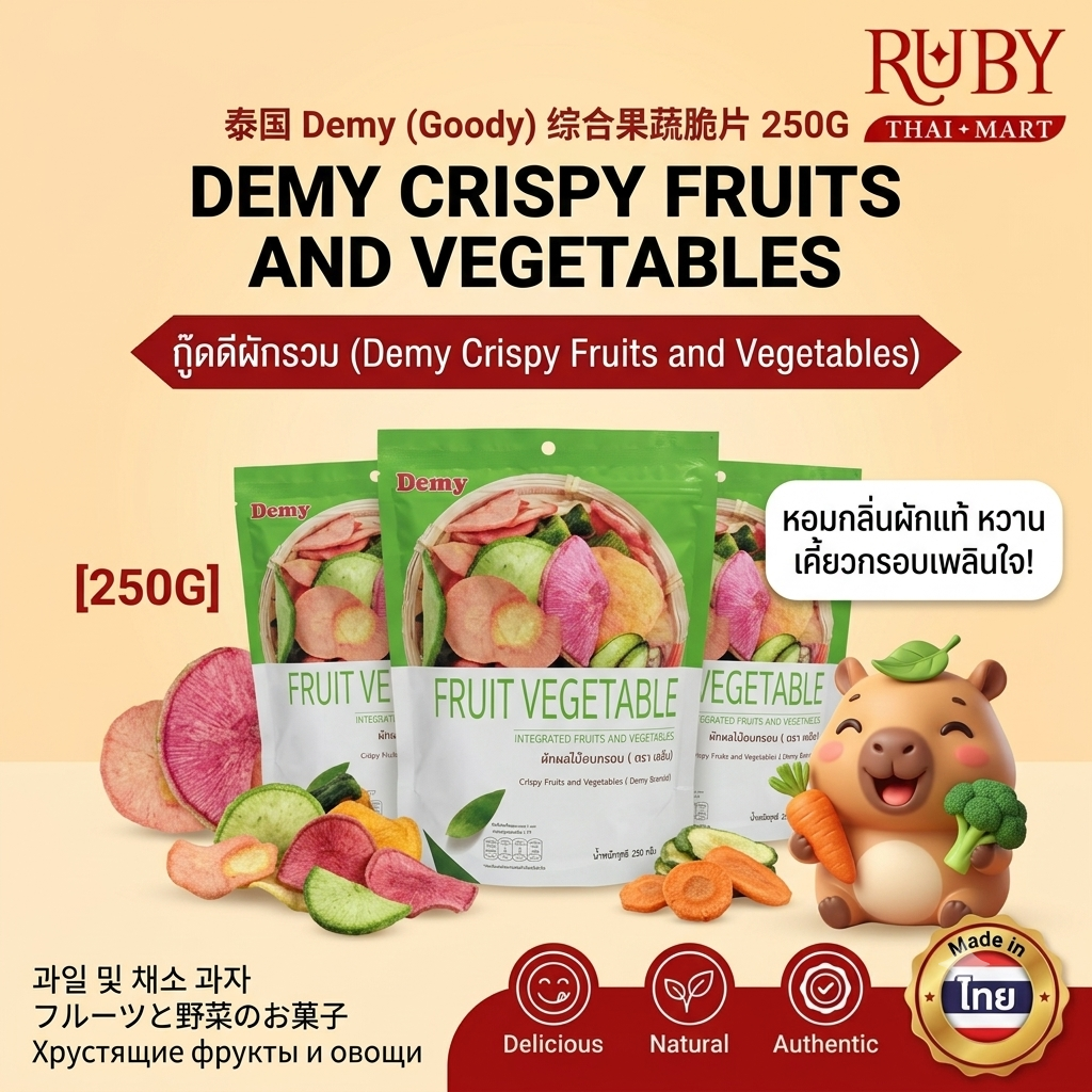 🔥 กู้ดดี ผักผลไม้อบกรอบ (Demy) 250g - รวมมิตรผักผลไม้แท้ กรอบอร่อย เคี้ยวเพลิน มีประโยชน์! 🔥