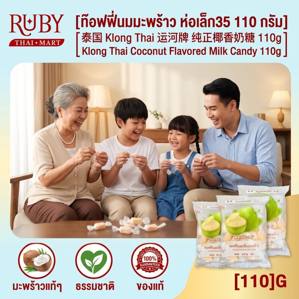 🔥 ท๊อฟฟี่นมกลิ่นมะพร้าว ตราคลองไทย (Coconut Milk Candy) 110g - หอมกะทิต้นตำรับ หวานมัน นุ่มหนึบ ละมุนลิ้น! 🔥