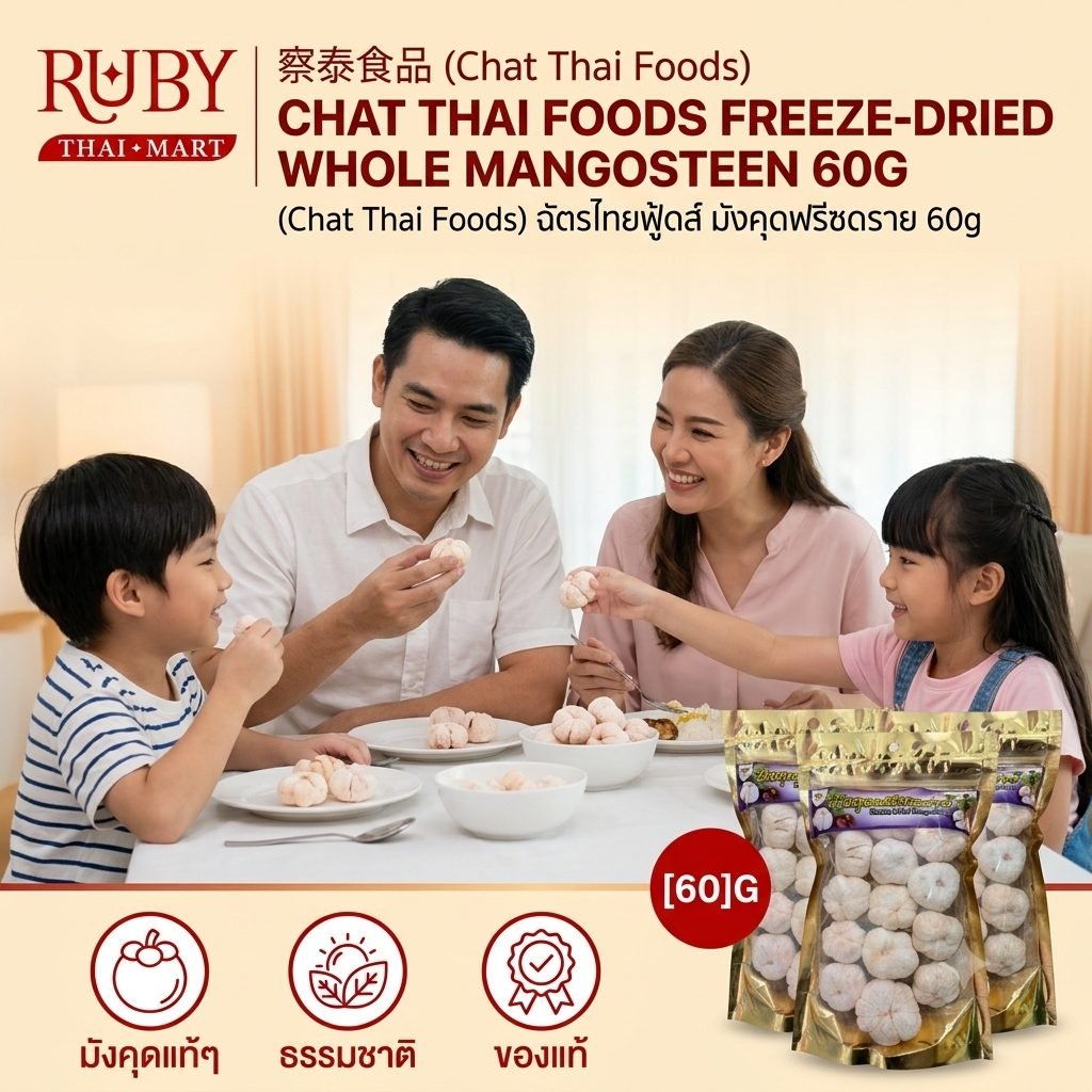 🔥 มังคุดอบแห้งฟรีซดราย ตราฉัตรไทยฟู้ดส์ 60g - มังคุดราชินีผลไม้แท้เต็มลูก เปรี้ยวหวานลงตัว กรอบอร่อยสดชื่น! 🔥
