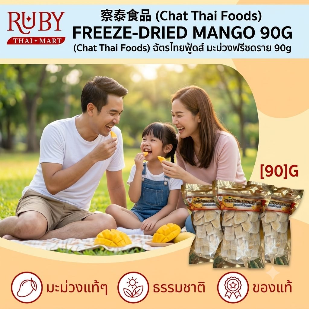 🔥 มะม่วงอบแห้งฟรีซดราย ตราฉัตรไทยฟู้ดส์ 90g - มะม่วงสุกแท้ อบกรอบฟู หอมหวานเป็นธรรมชาติ ไร้น้ำมัน! 🔥