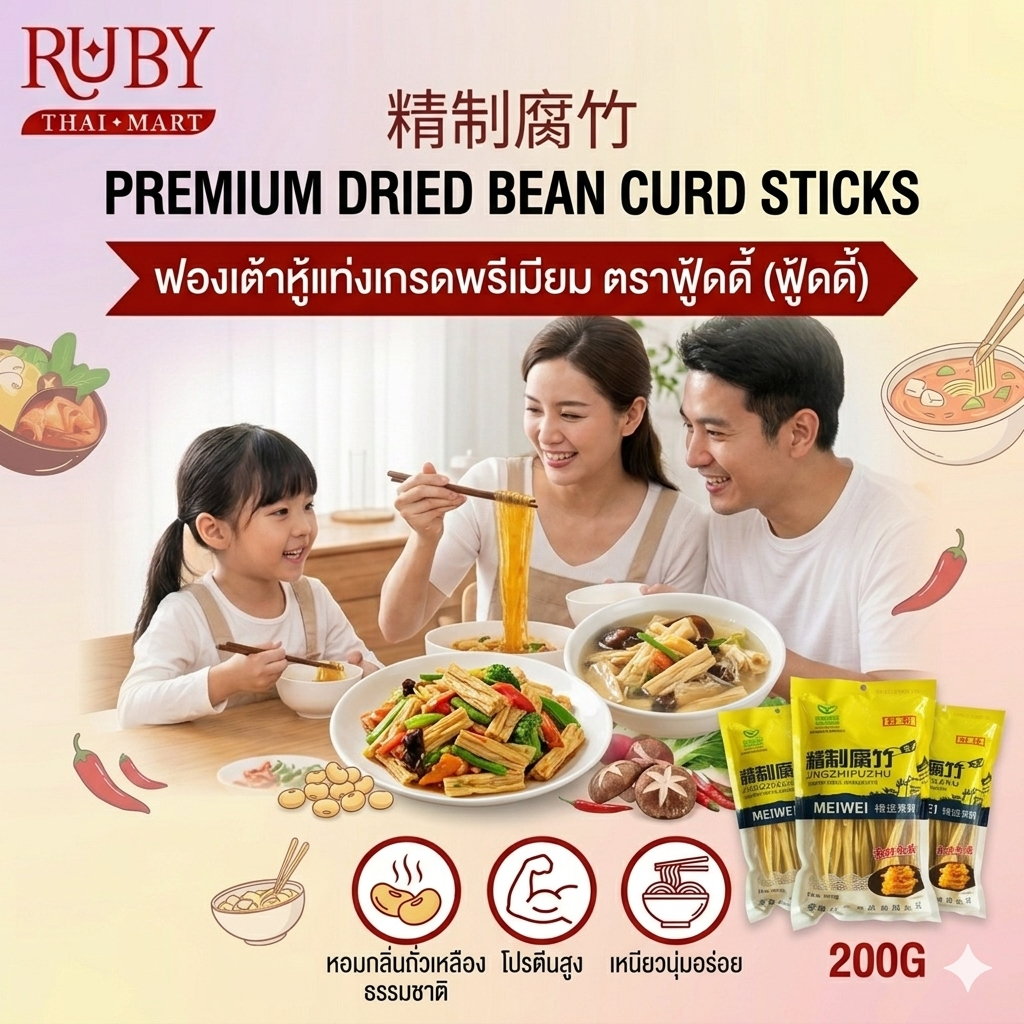 🔥 ฟองเต้าหู้แท่งเกรดพรีเมียม ตราฟู้ดดี้ 200g - โปรตีนสูง หอมกลิ่นถั่วเหลืองธรรมชาติ เหนียวนุ่มอร่อย! 🔥 - Image 2