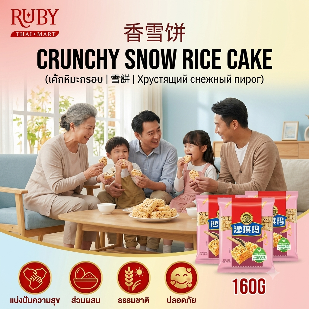 🔥 ขนมซาฉีม่า (ขนมถั่วตัดเคลือบไข่) สวี่ฝูจี้ 160g - ขนมข้าวพองเคลือบไข่สูตรต้นตำรับ หอมไข่ นุ่มละมุน อร่อยทานเพลิน! 🔥 - Image 2