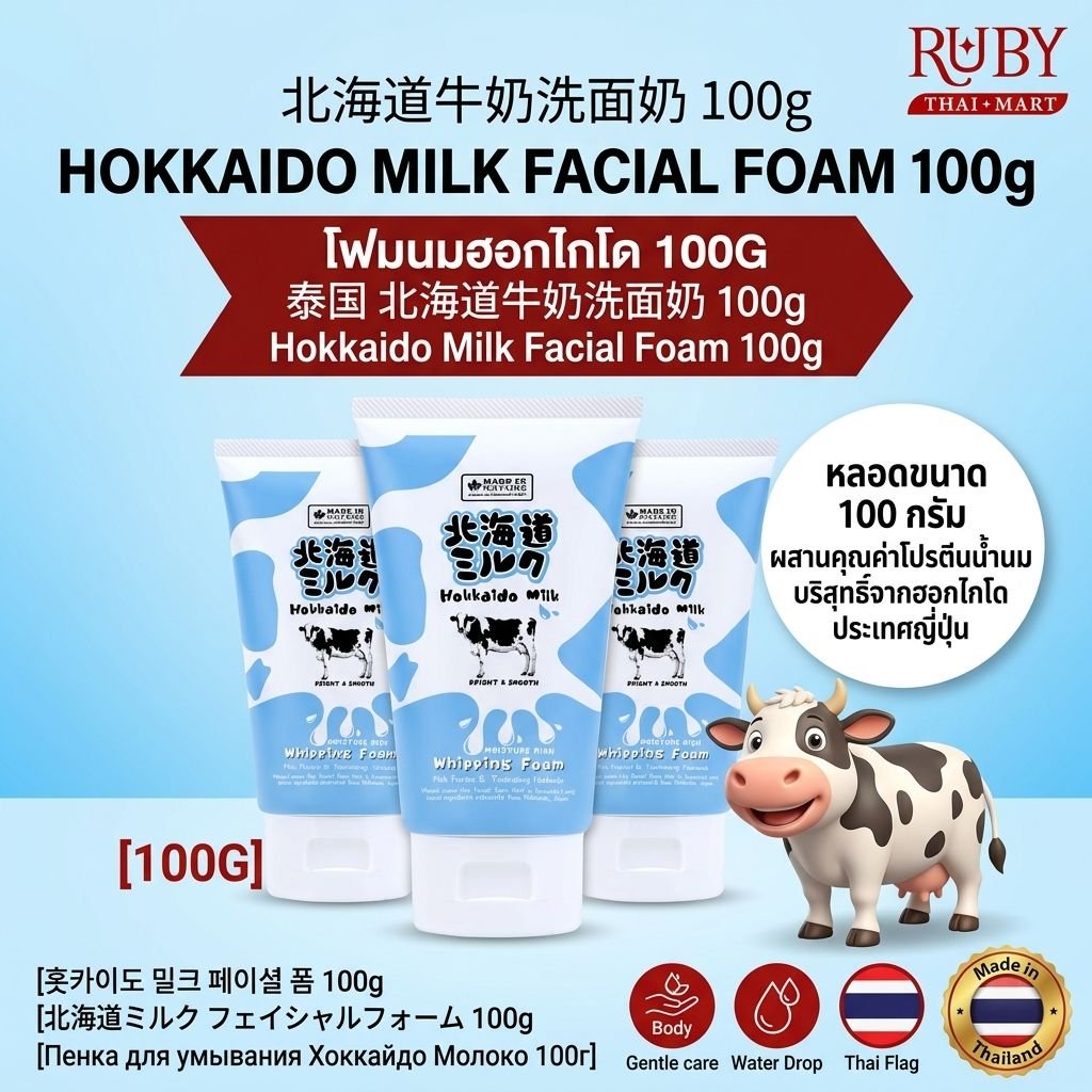 🔥 โฟมล้างหน้านมฮอกไกโด (Hokkaido Milk Facial Foam) 100g - ฟองนุ่มละมุน ล้างหน้าสะอาดหมดจด ผิวขาวเนียนนุ่ม! 🔥