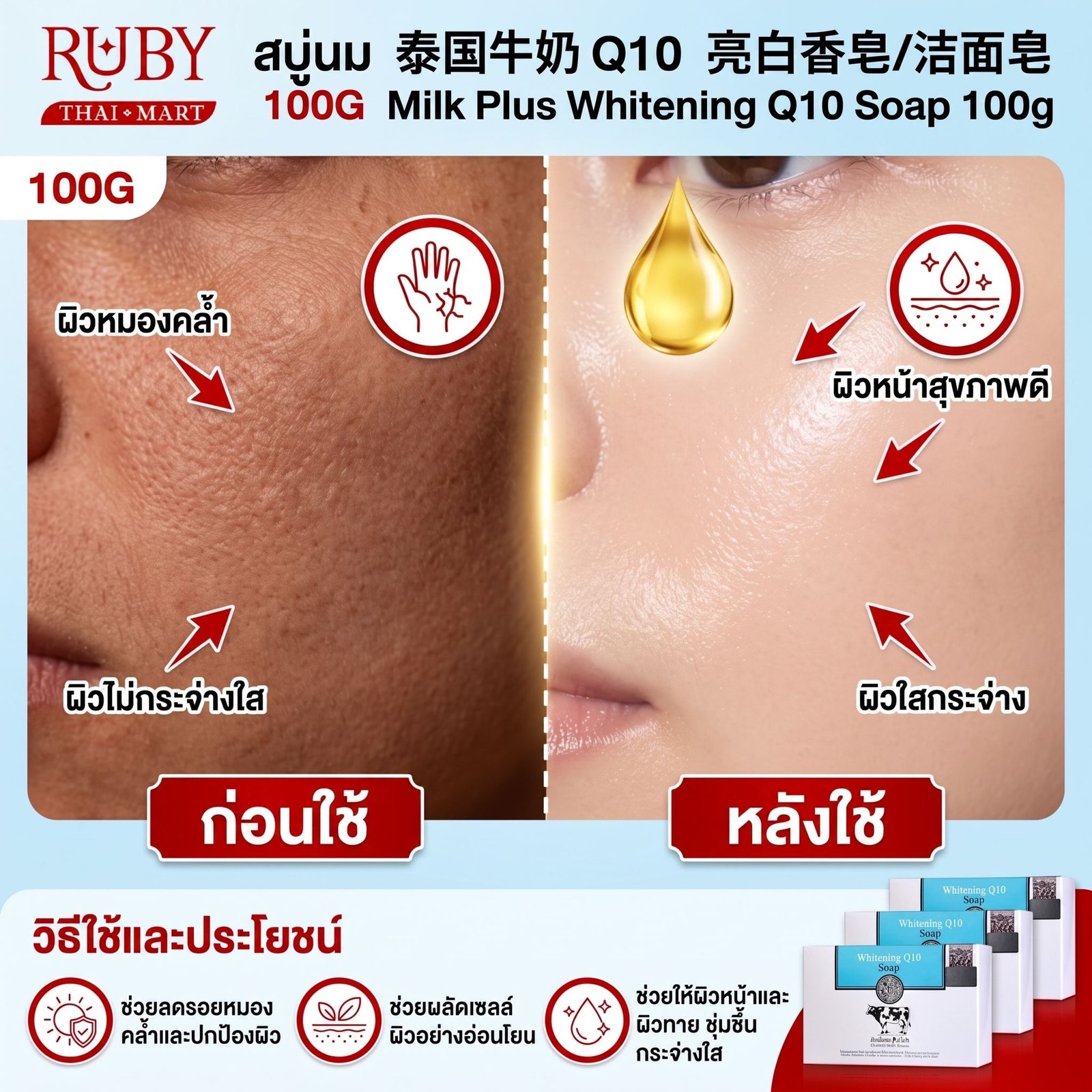 🔥 สบู่น้ำนมบริสุทธิ์ (Milk Plus Whitening Soap) 100g - สบู่นมสด อาบผิวสว่างใส เนียนนุ่มน่าสัมผัส! 🔥 - Image 3