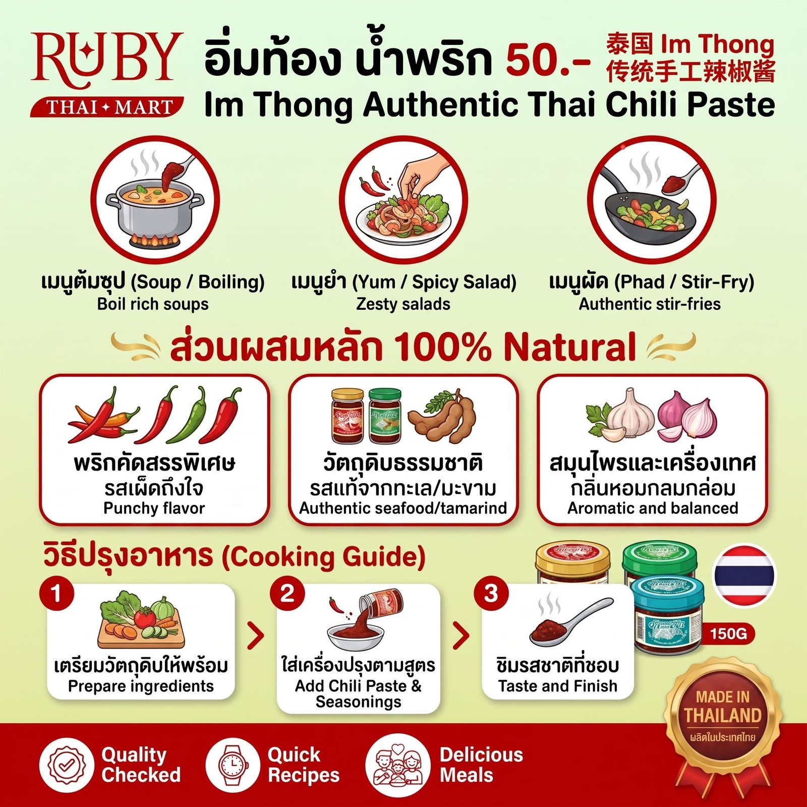 🔥 น้ำพริก ตราอิ่มท้อง (Im Thong Chili Paste) - น้ำพริกสูตรเด็ด รสชาติจัดจ้าน ทานคู่กับอะไรก็อร่อย! 🔥 - Image 2