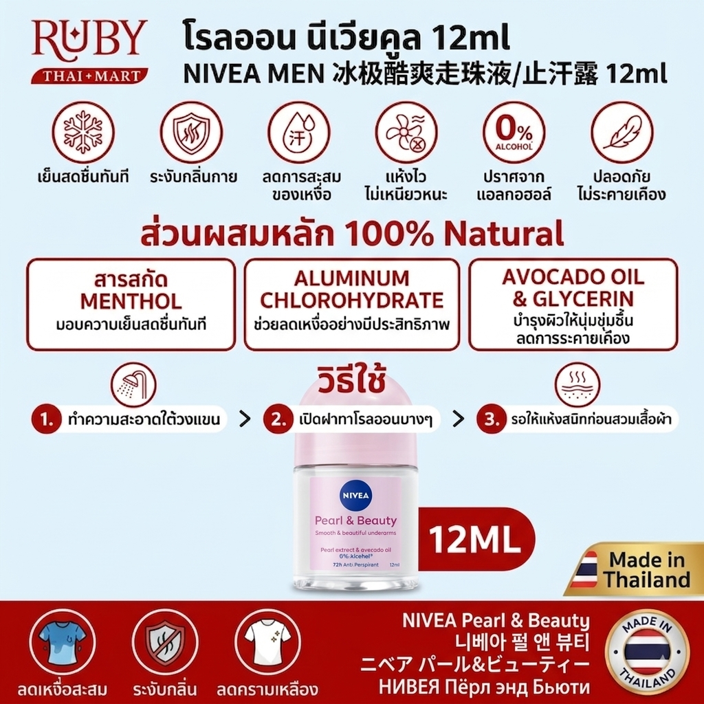 🔥 นีเวีย เมน โรลออน คูล คิก (Nivea Men Cool Kick Roll-On) 12ml - เย็นสุดขั้ว ระงับกลิ่นเหงื่อ สำหรับผู้ชาย! 🔥